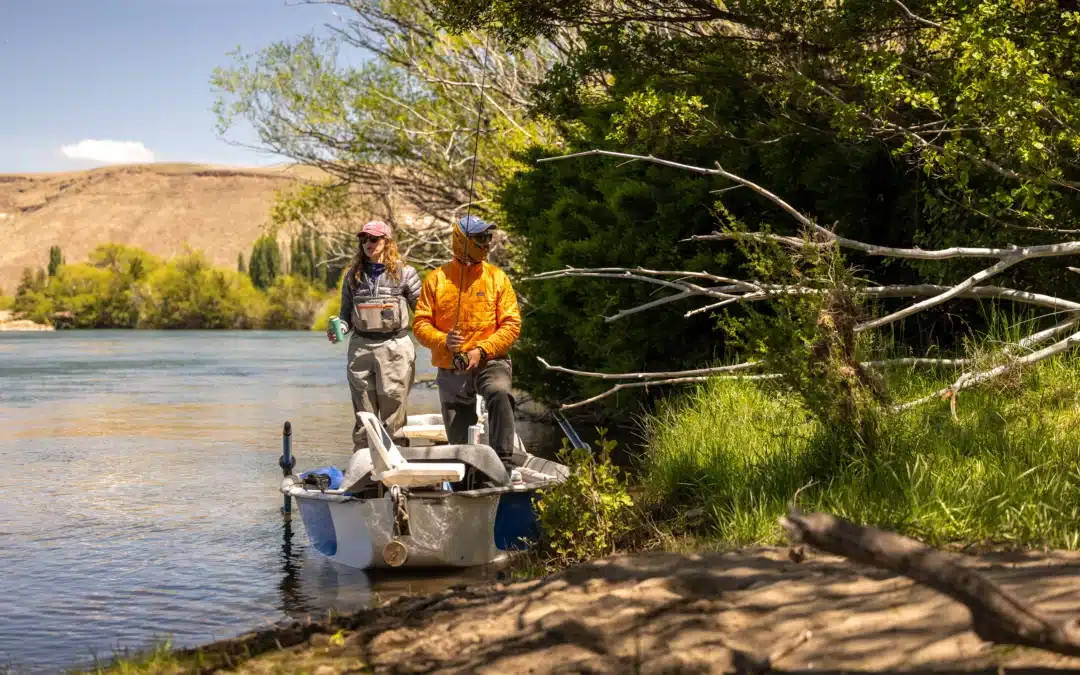 fishing on the Collon Cura river in Patagonia, Argentina